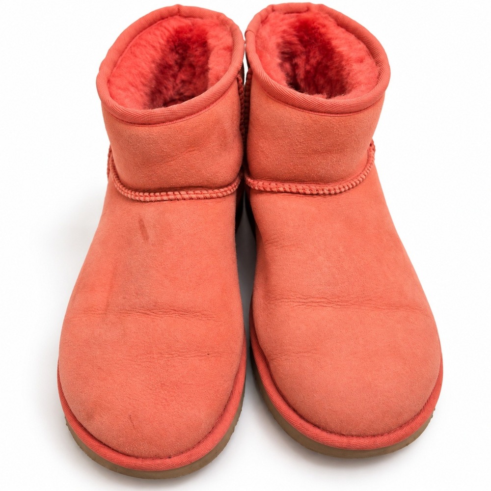 UGG Classic Mini Coral Pink Suede Sheepskin Ankle Boots 1016222 Womens 10